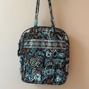 Vera Bradley Retired Java Blue Tote With 2 Front Pockets